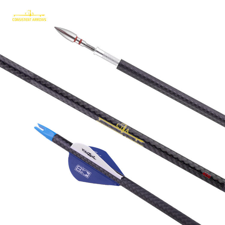18 Flèches En Carbone - Spine 250 à 800, Diamètre Intérieur 6,2 Mm - Avec Plumes Et Encoche Rotative - Pour Arc à Poulies Et Recurve